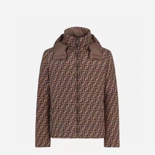 Fendi Reversible Brown Geometric Puffer Jacket