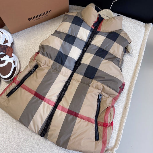 Burberry Check Drawstring Waist Down Vest