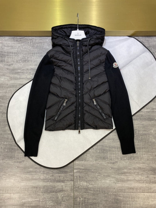 Moncler Hooded Padded Front Knit Jacket