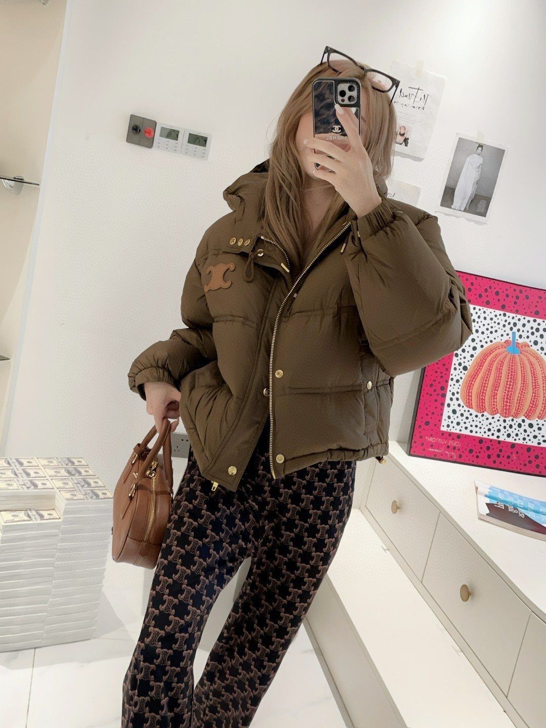Celine Cropped Hooded Puffer Coat