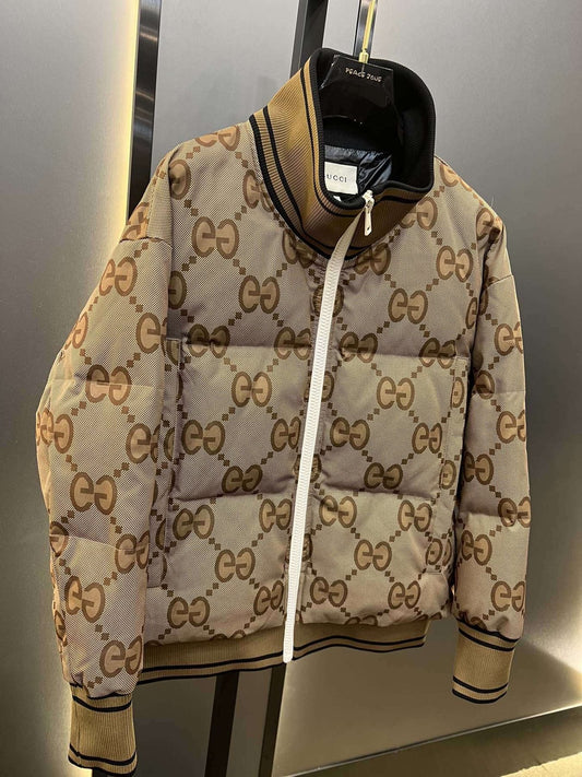 GUCCI Beige Monogram Short Down Jacket