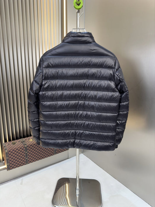 Moncler Black Quilted Puffer Coat with Contrast Lining