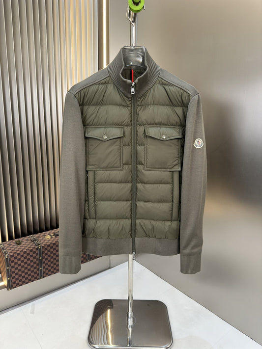 Moncler Padded Knit-Sleeve Jacket