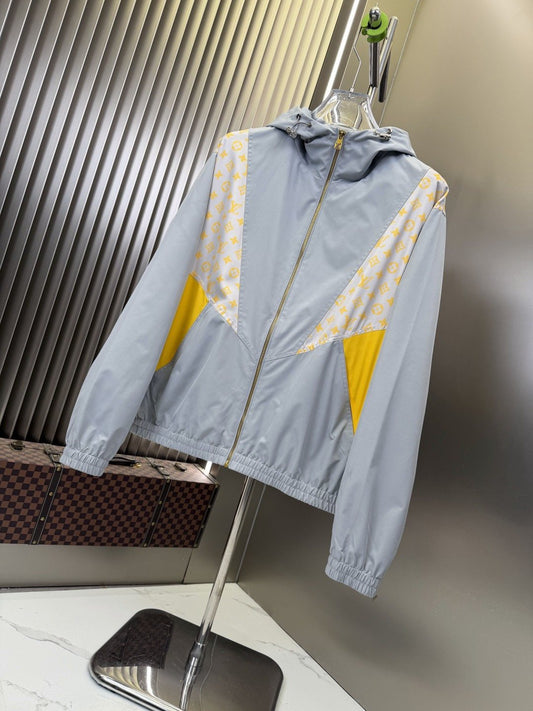 LV Light Blue Color-Block Hooded Windbreaker