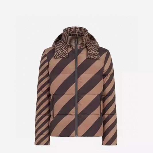 Fendi Reversible Brown Geometric Puffer Jacket