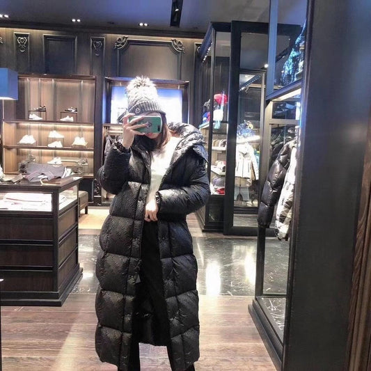 Moncler Women's All-Over Print Long Down Coat