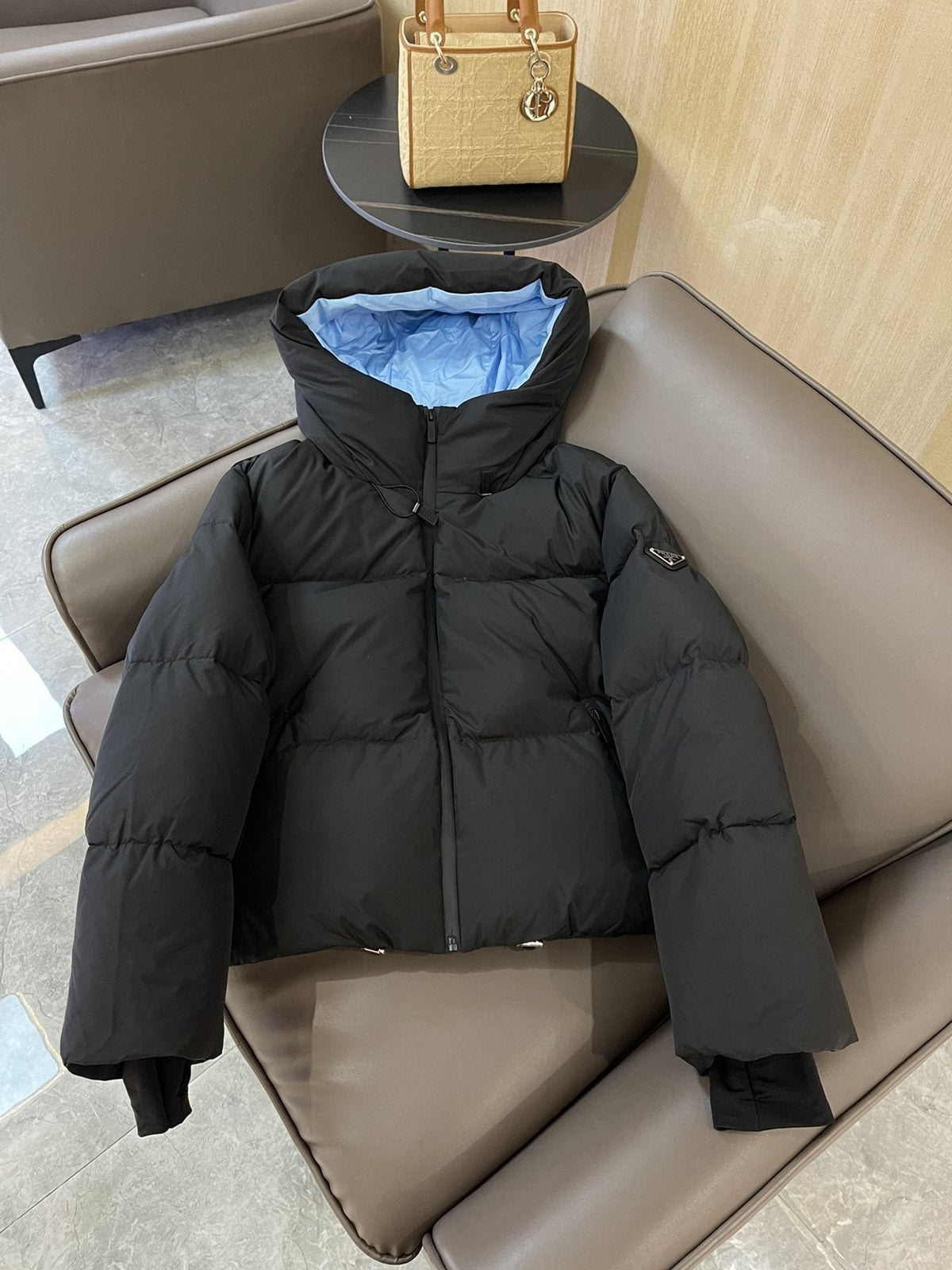 Prada Hooded Short Down Jacket
