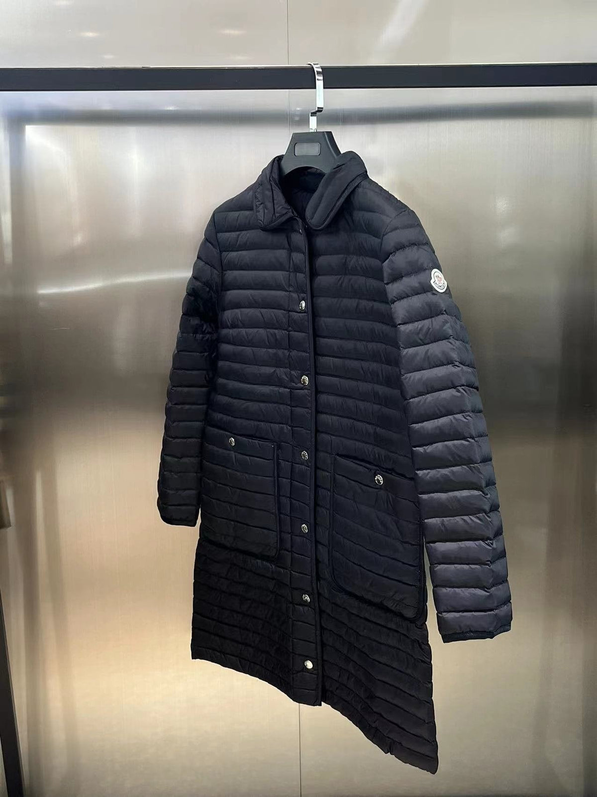 Moncler Women's Long Quilted Button-Front Down Coat