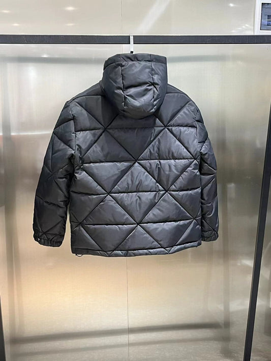 Prada Men's Black Diamond-Quilted Hooded Puffer Jacket