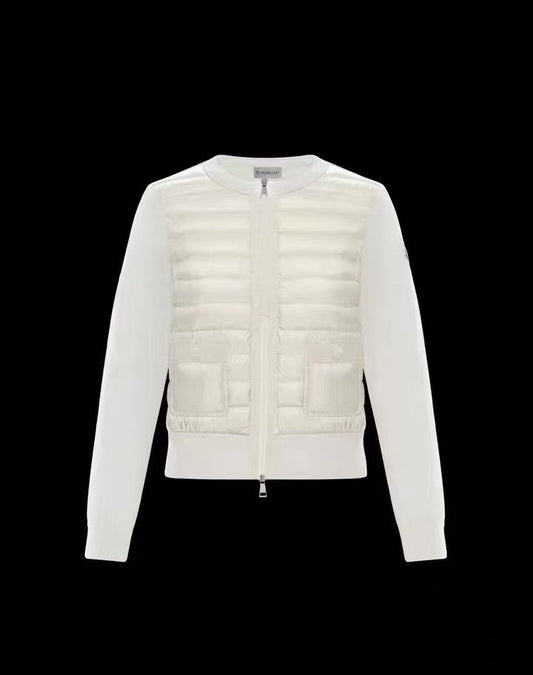 Moncler Women's Quilted Knit-Sleeve Zip-Front Jacket