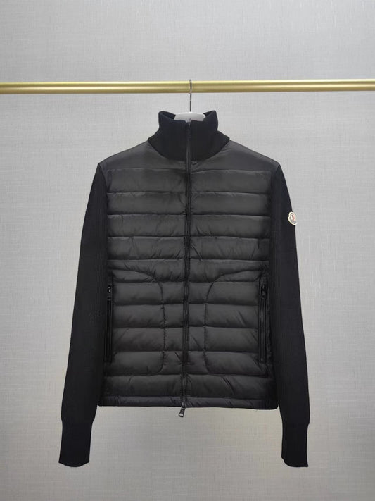 Moncler Black Hybrid Padded Knit Zip Jacket