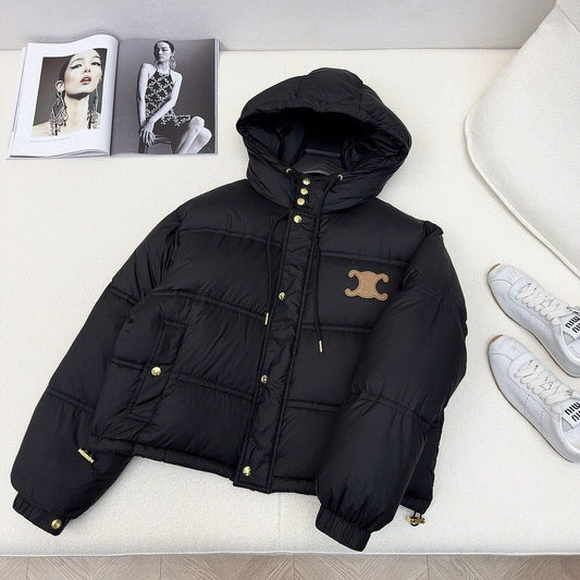 Celine Cropped Hooded Puffer Coat
