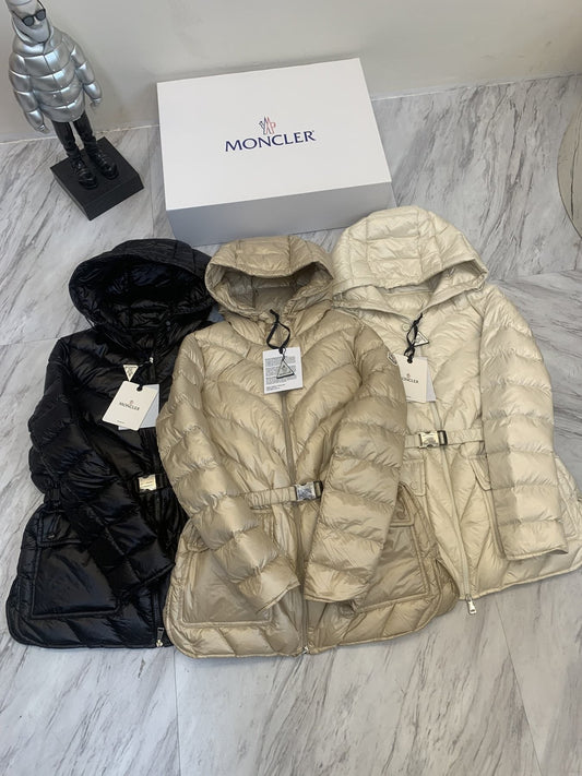 Moncler Hooded Belted Puffer Coat