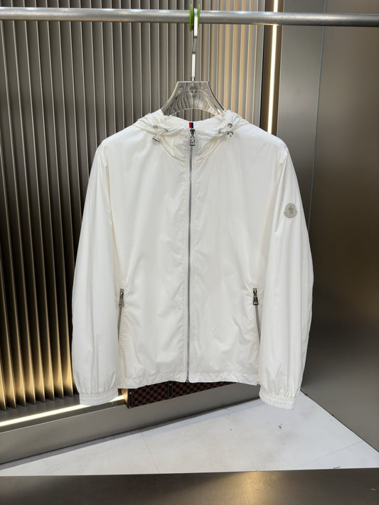 Moncler Hooded Contrast Trim Zip Jacket