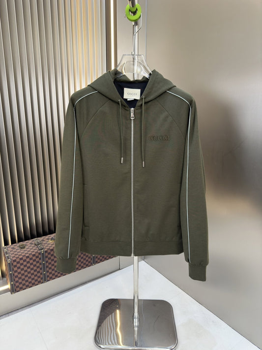Gucci Hooded Contrast-Piping Jacket