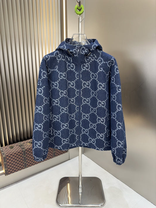Gucci All-Over Monogram Hooded Zip Jacket