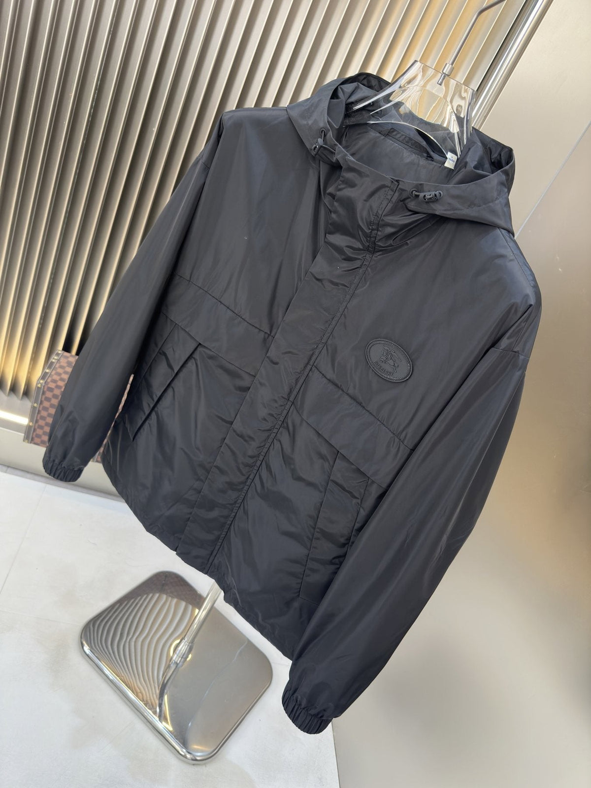 Burberry Black Hooded Zip-Front Jacket