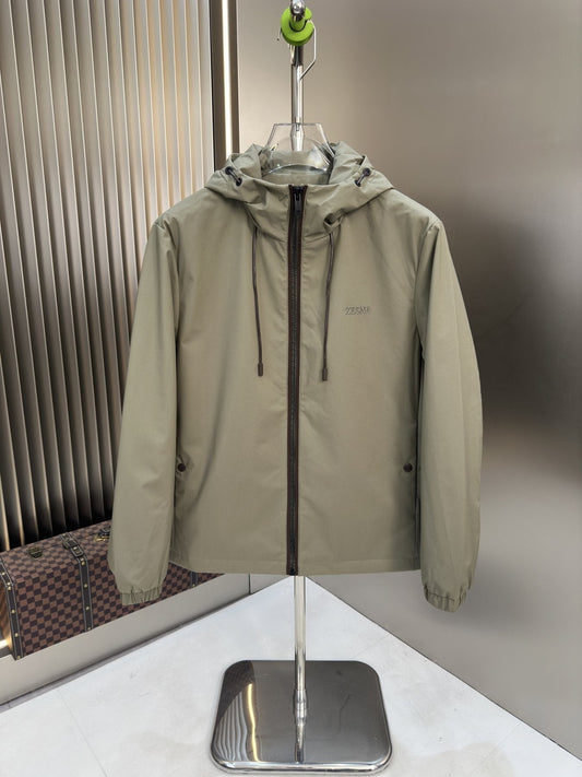 Zegna Hooded Asymmetric-Zip Jacket