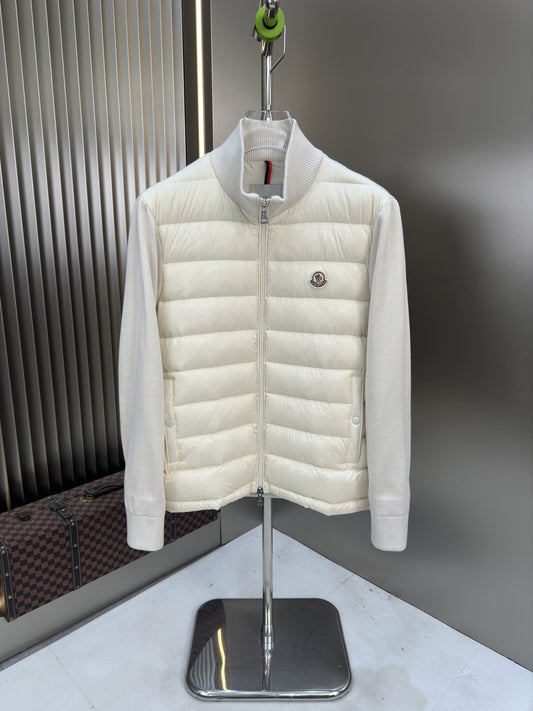 Moncler Quilted Knit-Sleeve Zip Jacket
