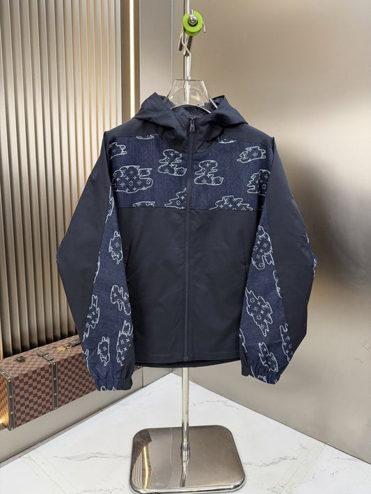 LV Hooded Graphic Panel Jacket