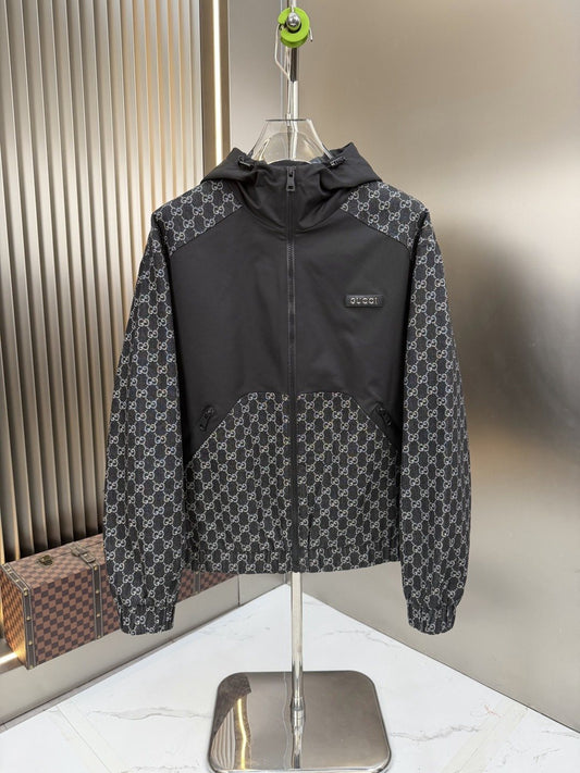 Gucci Monogram Panel Hooded Jacket